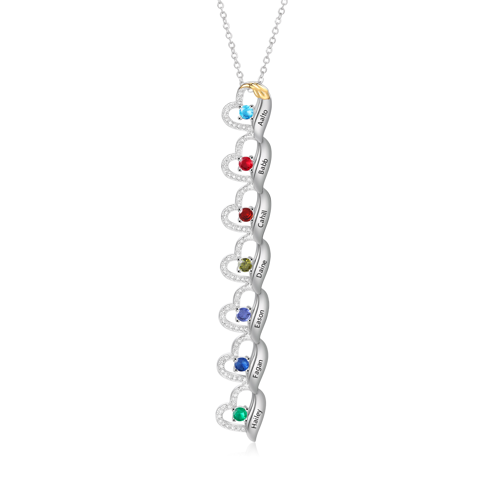 Collier Personnalisé avec Pierres de Naissance et Noms Gravés : Cadeau Émotionnel et Intemporel | Jessemade