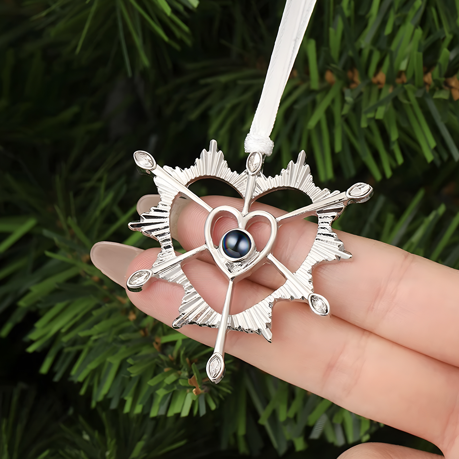 Collier en forme coeur Projection de Pierre avec 1 Photo Personnalisée Collier Personnalisé Femme | Jessemade