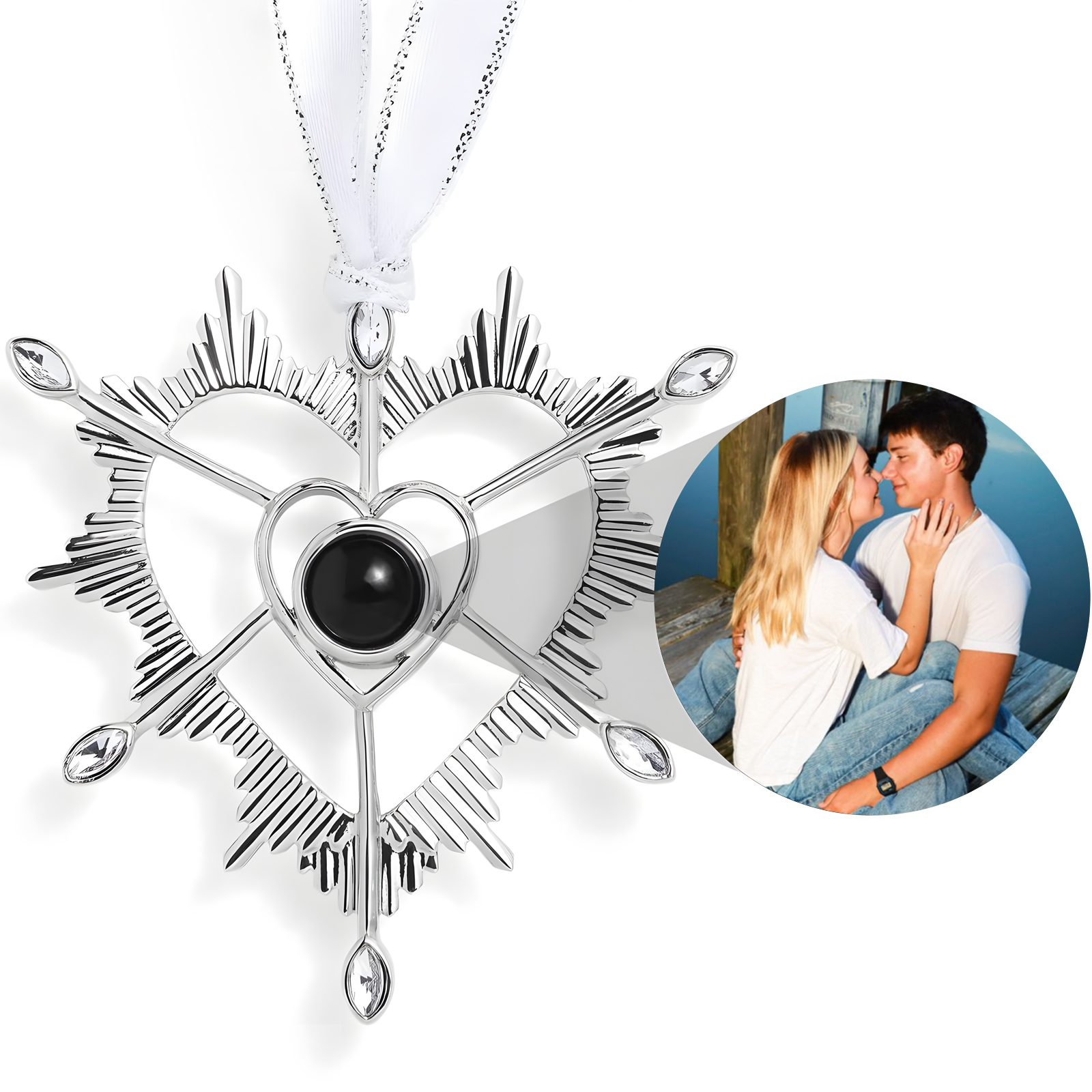 Collier en forme coeur Projection de Pierre avec 1 Photo Personnalisée Collier Personnalisé Femme | Jessemade