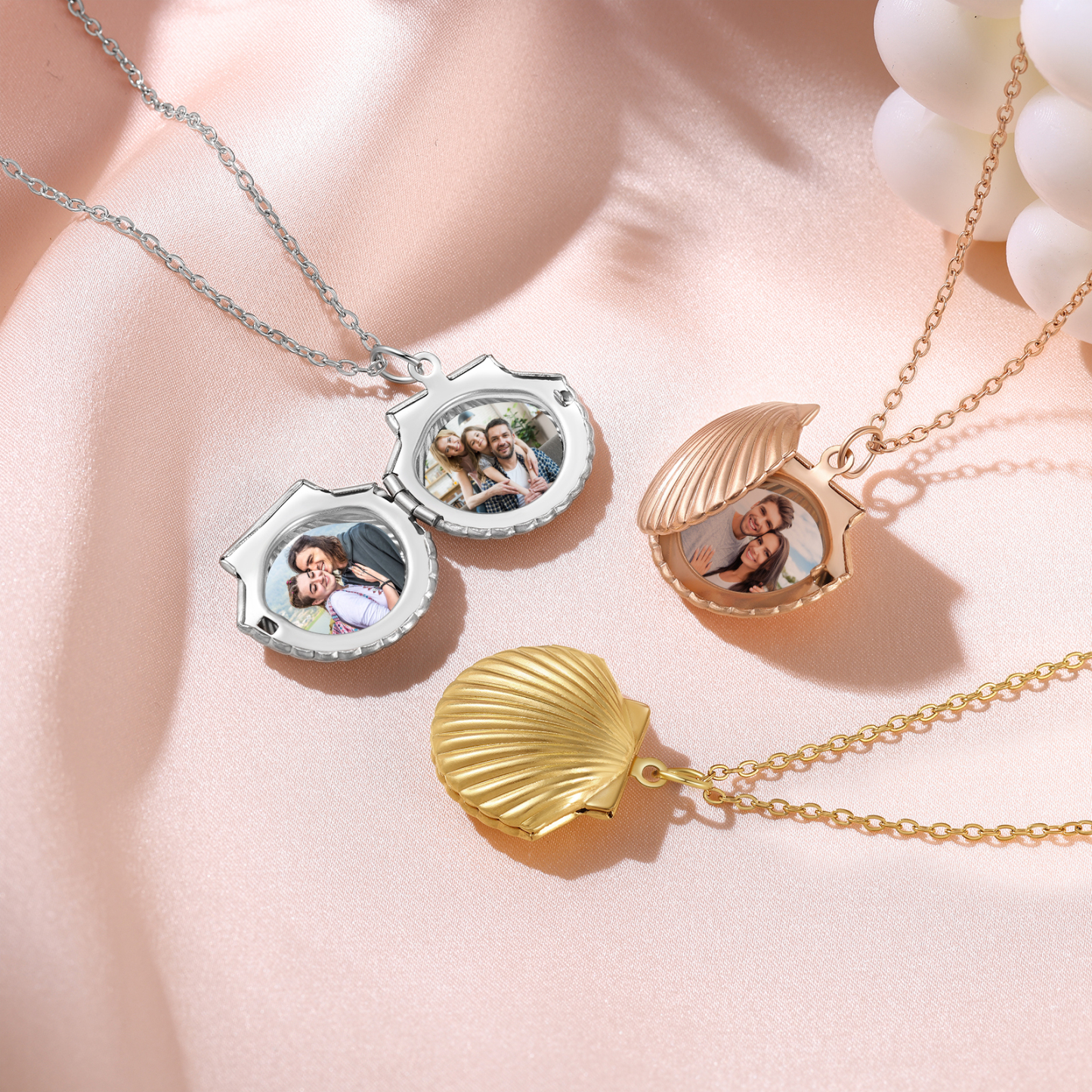 Collier en forme de coquillage Personnalisé avec 2 Photos Collier Personnalisé pour Femme | Jessemade