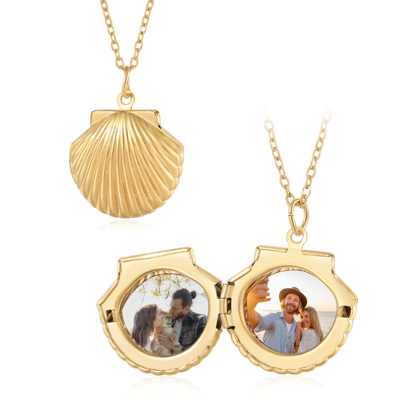 Collier en forme de coquillage Personnalisé avec 2 Photos Collier Personnalisé pour Femme | Jessemade
