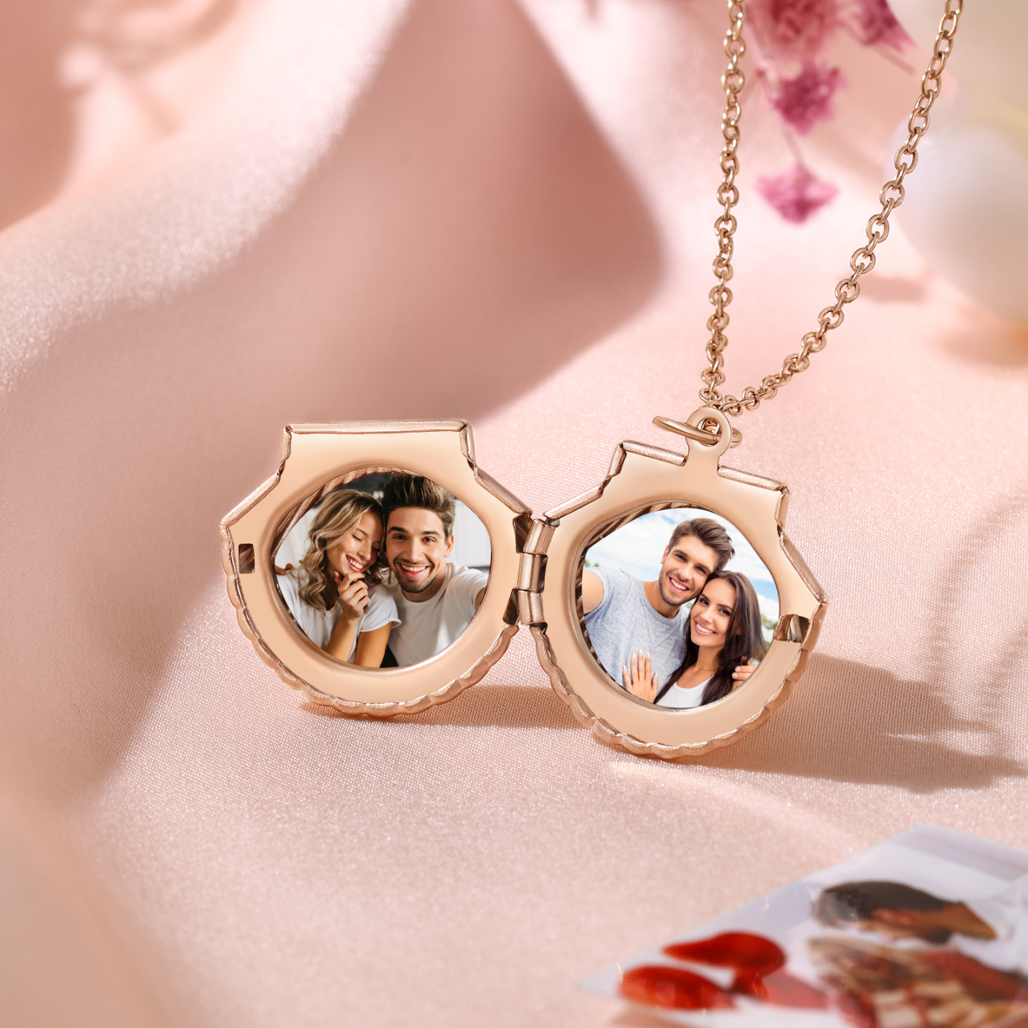 Collier en forme de coquillage Personnalisé avec 2 Photos Collier Personnalisé pour Femme | Jessemade