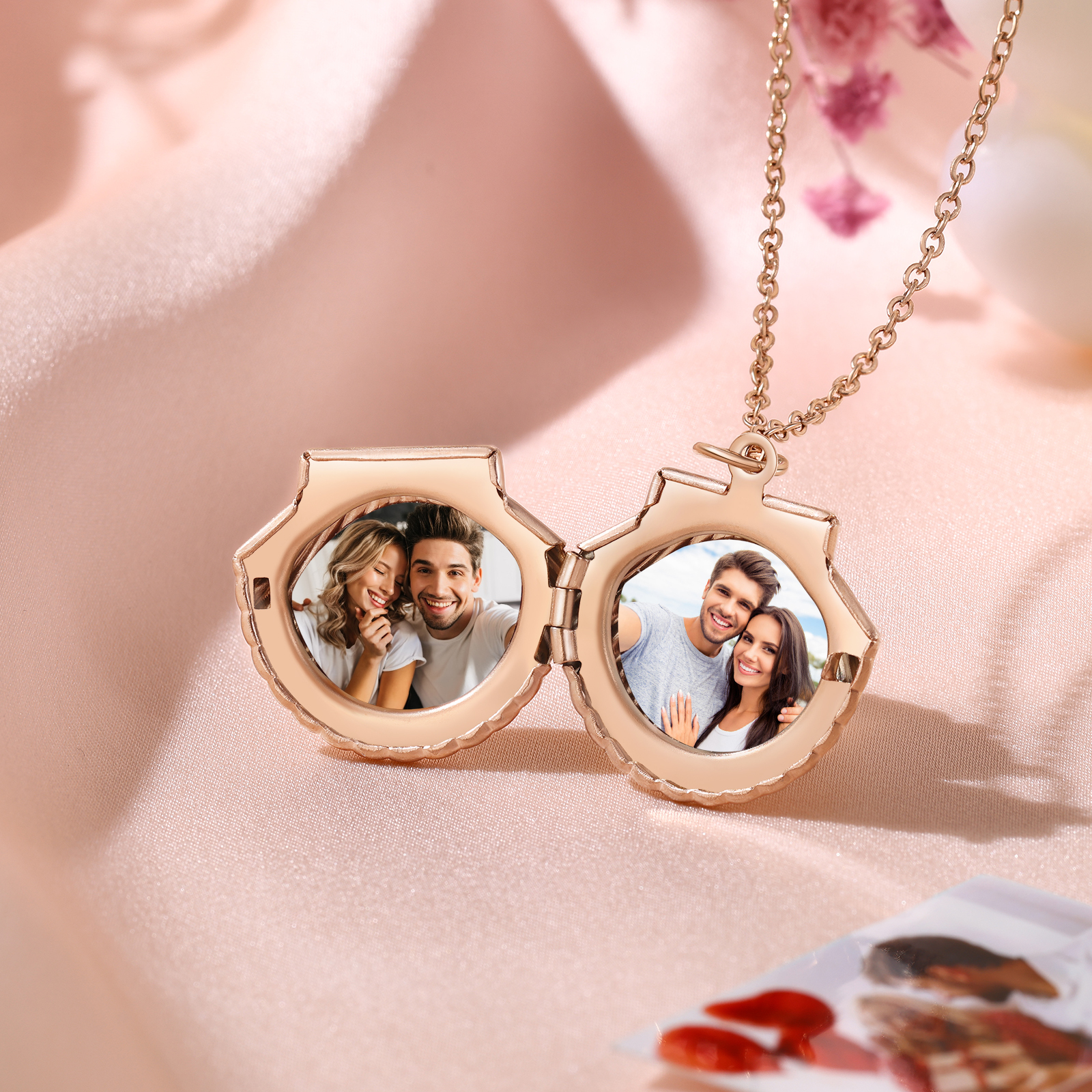 Collier en forme de coquillage Personnalisé avec 2 Photos Collier Personnalisé pour Femme | Jessemade