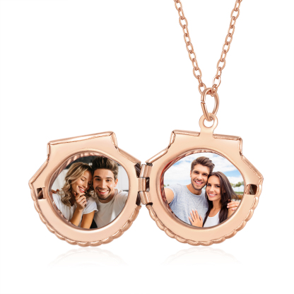 Collier en forme de coquillage Personnalisé avec 2 Photos Collier Personnalisé pour Femme | Jessemade