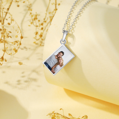 Collier Personnalisé avec Photo et Pierre de Naissance Argent/Noir/Or/Or Rose | Jessemade