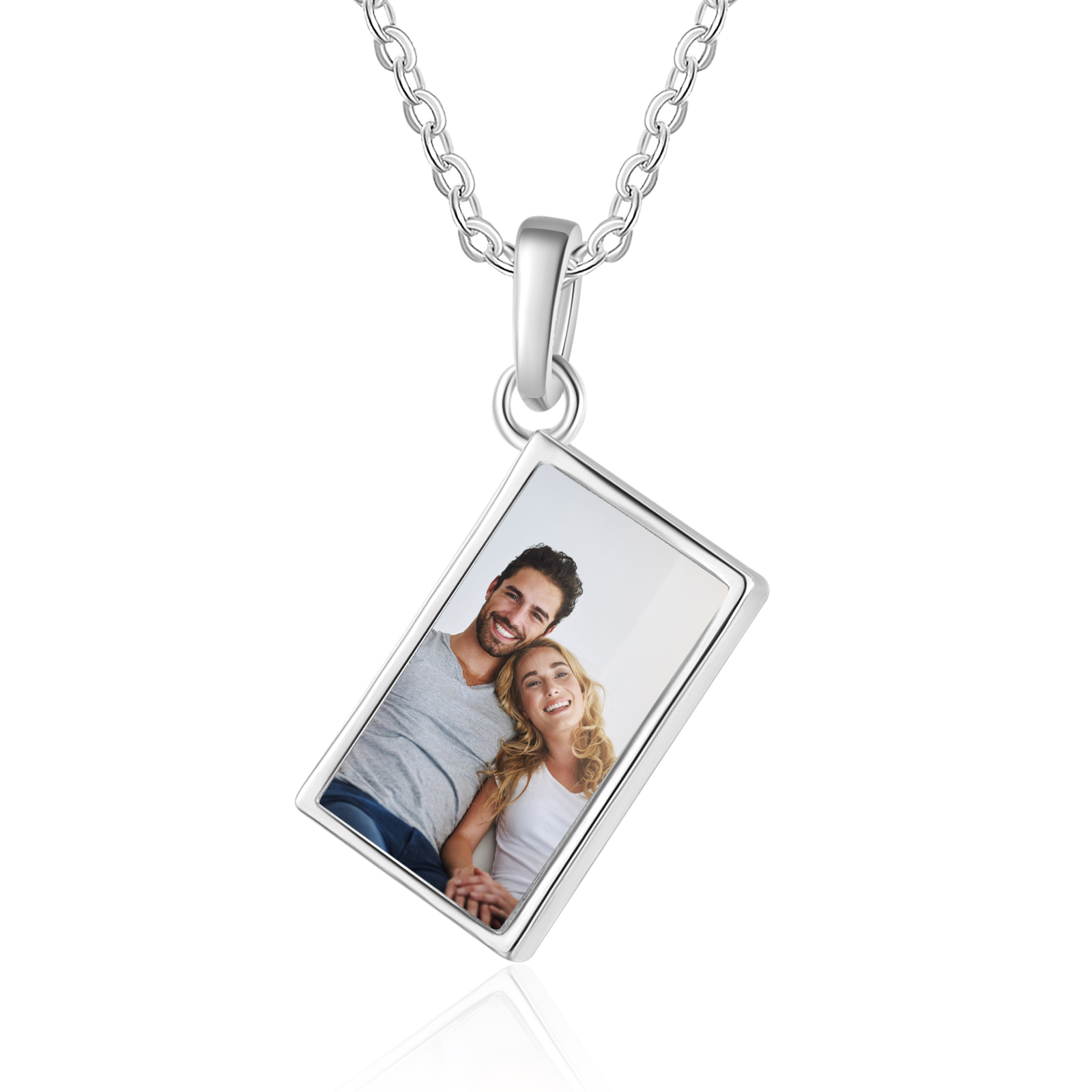 Collier Personnalisé avec Photo et Pierre de Naissance Argent/Noir/Or/Or Rose | Jessemade