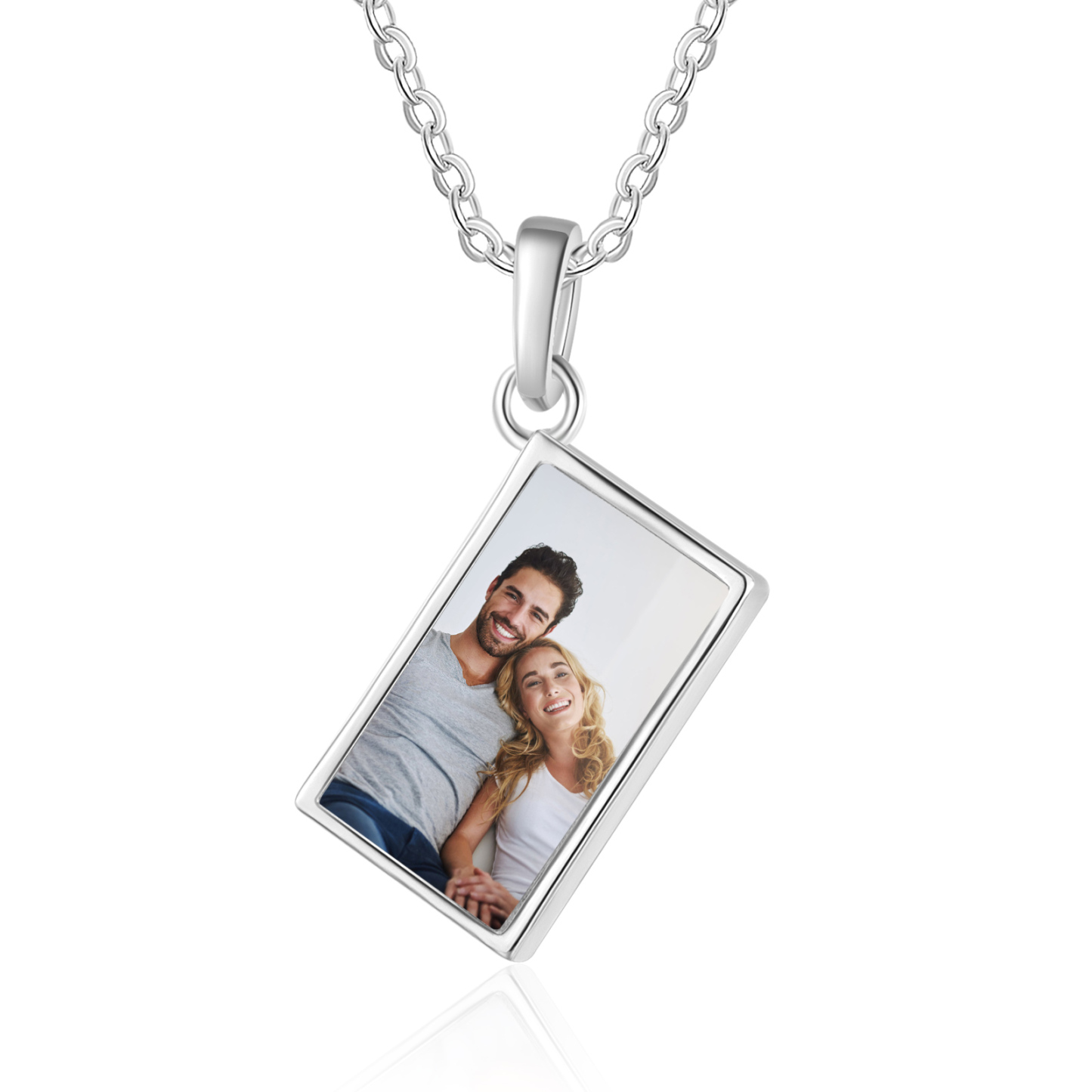 Collier Personnalisé avec Photo et Pierre de Naissance Argent/Noir/Or/Or Rose | Jessemade