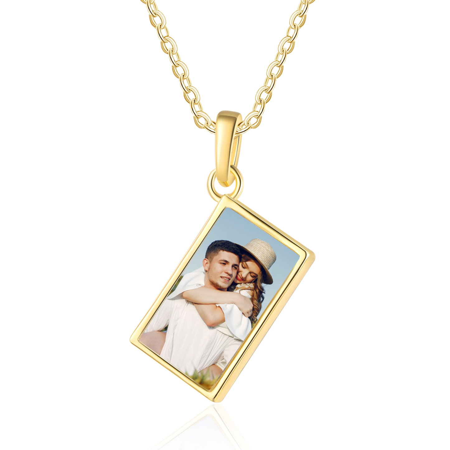 Collier Personnalisé avec Photo et Pierre de Naissance Argent/Noir/Or/Or Rose | Jessemade