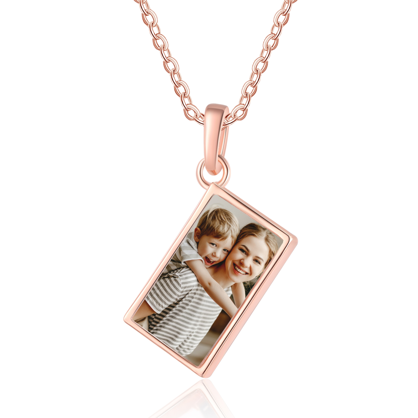Collier Personnalisé avec Photo et Pierre de Naissance Argent/Noir/Or/Or Rose | Jessemade