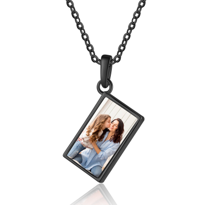 Collier Personnalisé avec Photo et Pierre de Naissance Argent/Noir/Or/Or Rose | Jessemade