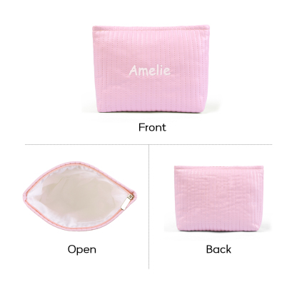 Trousse De Maquillage en cuir PU Personnalisé avec 1 Prénom Sac De Maquillage Pour Femmes | Jessemade