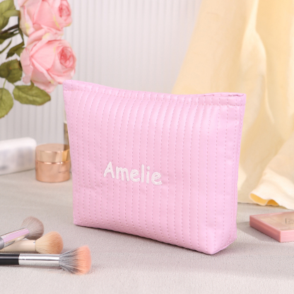 Trousse De Maquillage en cuir PU Personnalisé avec 1 Prénom Sac De Maquillage Pour Femmes | Jessemade