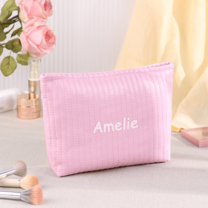 Trousse De Maquillage en cuir PU Personnalisé avec 1 Prénom Sac De Maquillage Pour Femmes | Jessemade