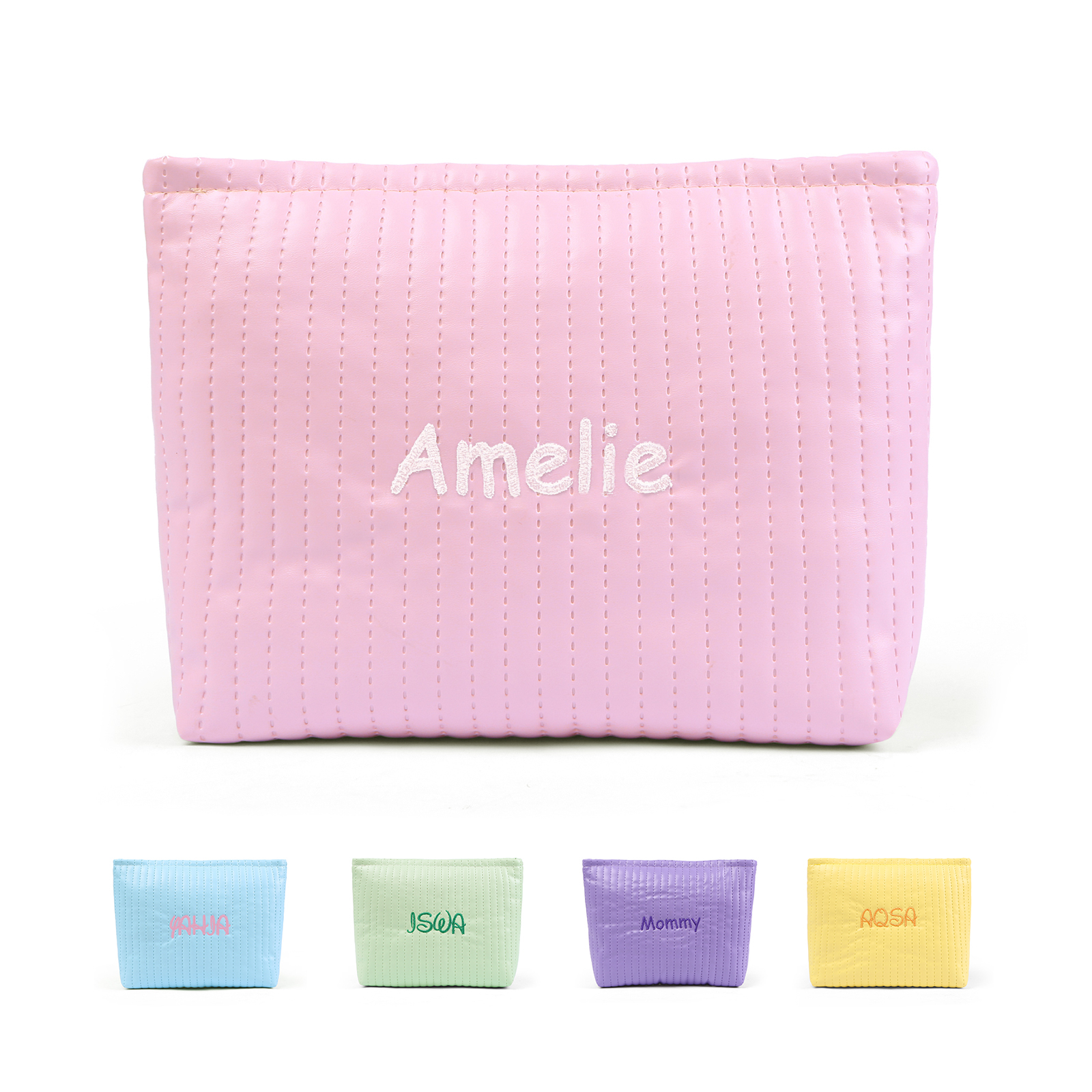 Trousse De Maquillage en cuir PU Personnalisé avec 1 Prénom Sac De Maquillage Pour Femmes | Jessemade