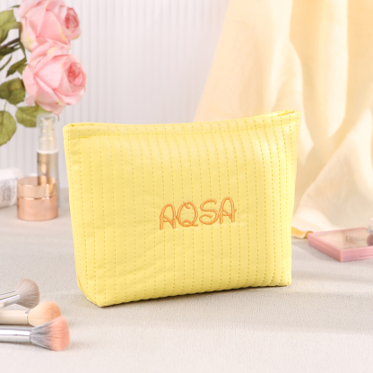 Trousse De Maquillage en cuir PU Personnalisé avec 1 Prénom Sac De Maquillage Pour Femmes | Jessemade