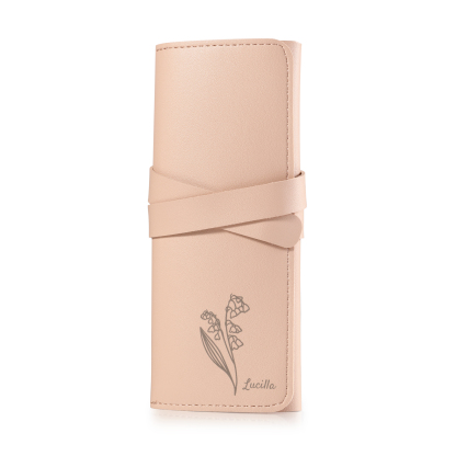 Trousse de Maquillage Personnalisé avec Fleurs de Naissance et Prénom Pochette porte-bijoux personnalisée pour Femme | Jessemade