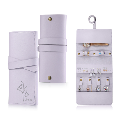 Trousse de Maquillage Personnalisé avec Fleurs de Naissance et Prénom Pochette porte-bijoux personnalisée pour Femme | Jessemade