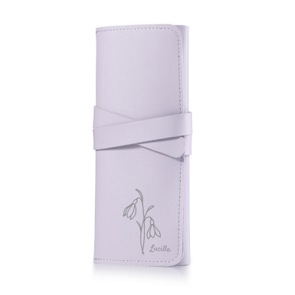 Trousse de Maquillage Personnalisé avec Fleurs de Naissance et Prénom Pochette porte-bijoux personnalisée pour Femme | Jessemade