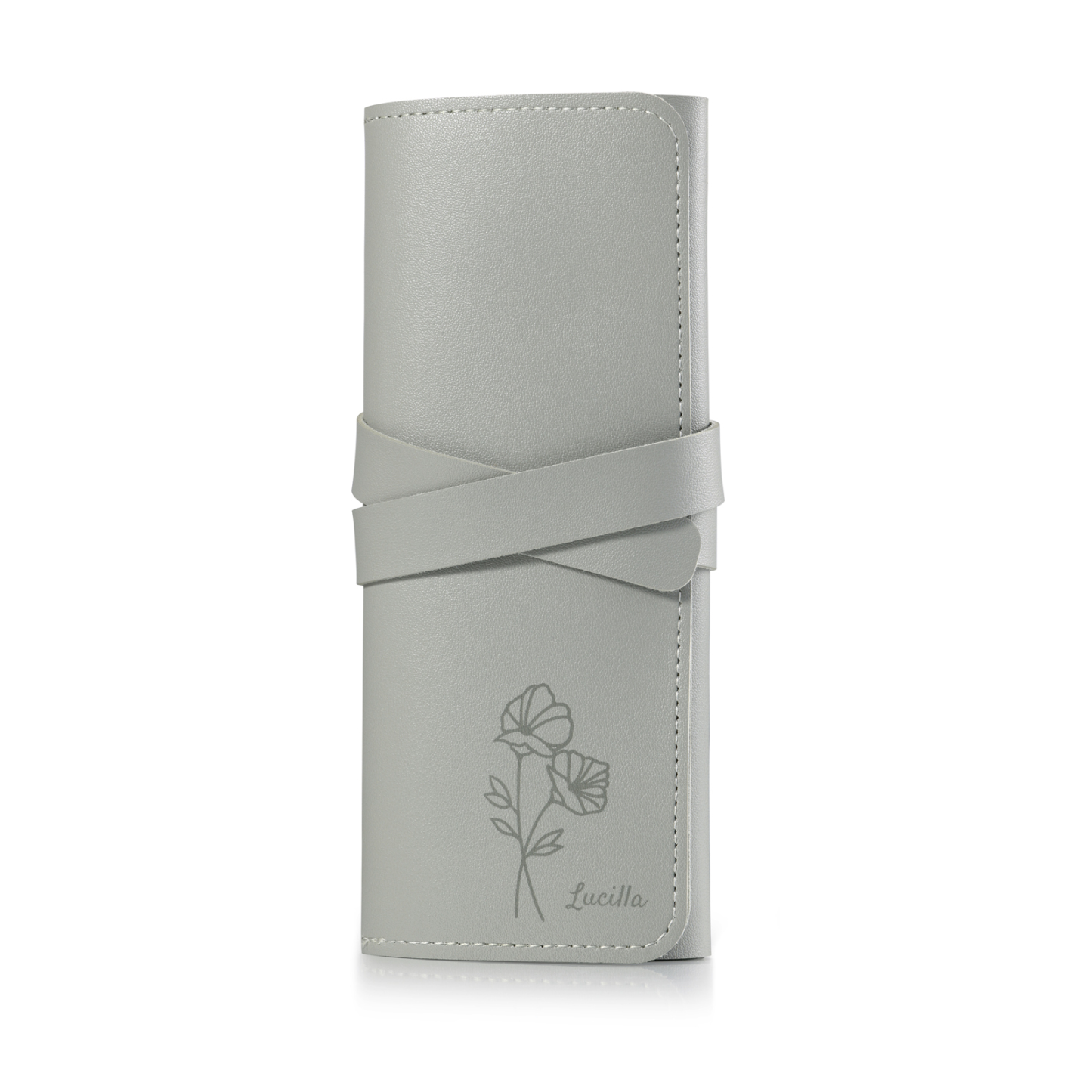 Trousse de Maquillage Personnalisé avec Fleurs de Naissance et Prénom Pochette porte-bijoux personnalisée pour Femme | Jessemade