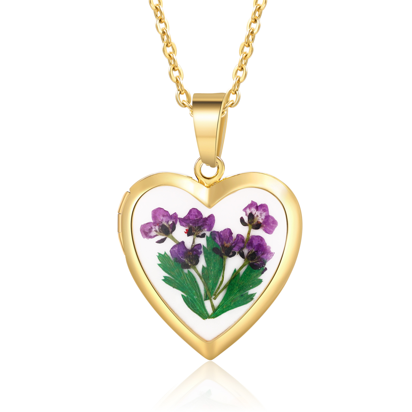 Collier Coeur Personnalisé avec Fleur de Naissance et 2 Photos Collier Personnalisé pour Femme | Jessemade