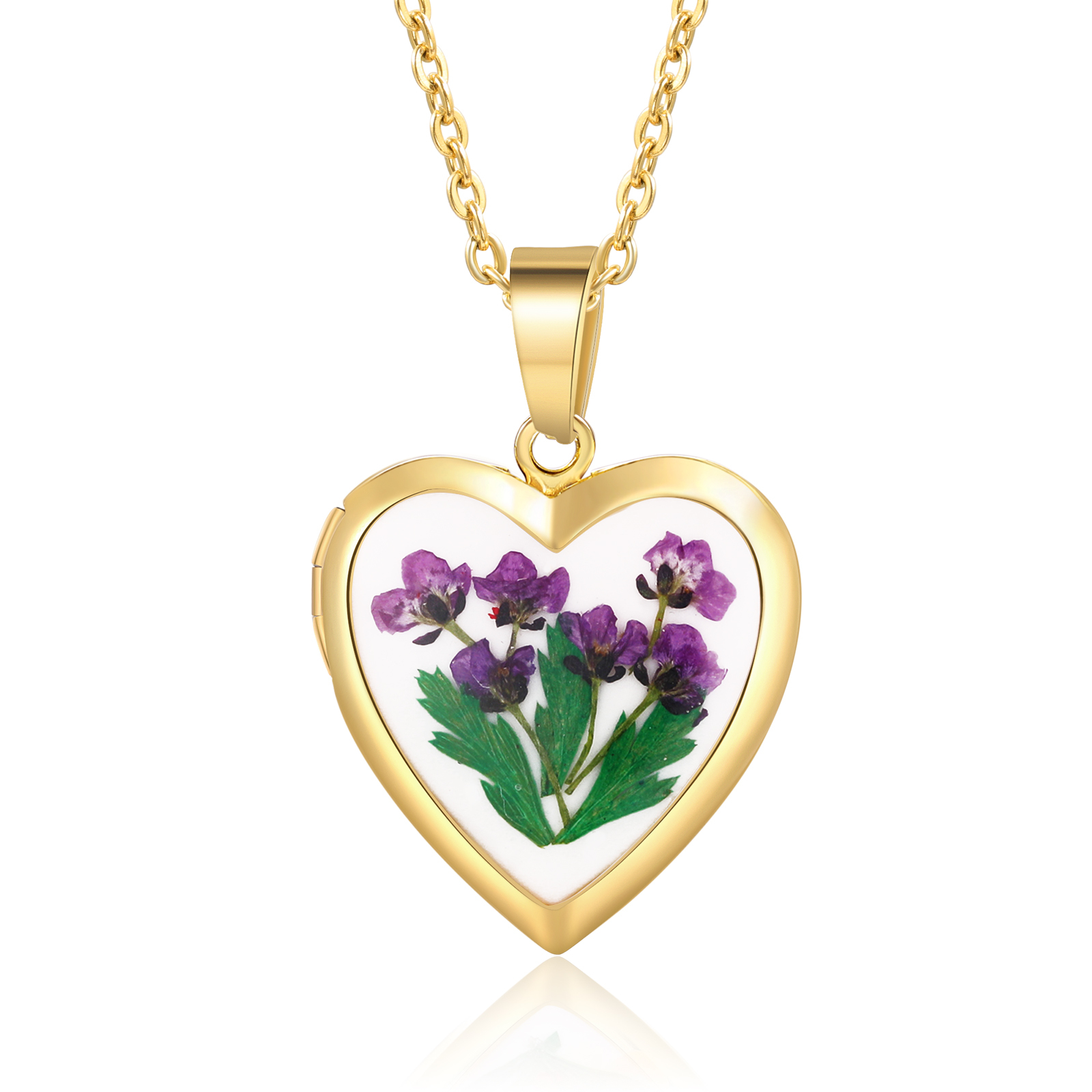 Collier Coeur Personnalisé avec Fleur de Naissance et 2 Photos Collier Personnalisé pour Femme | Jessemade