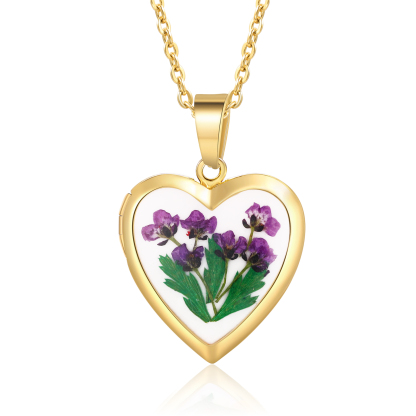 Collier Coeur Personnalisé avec Fleur de Naissance et 2 Photos Collier Personnalisé pour Femme | Jessemade