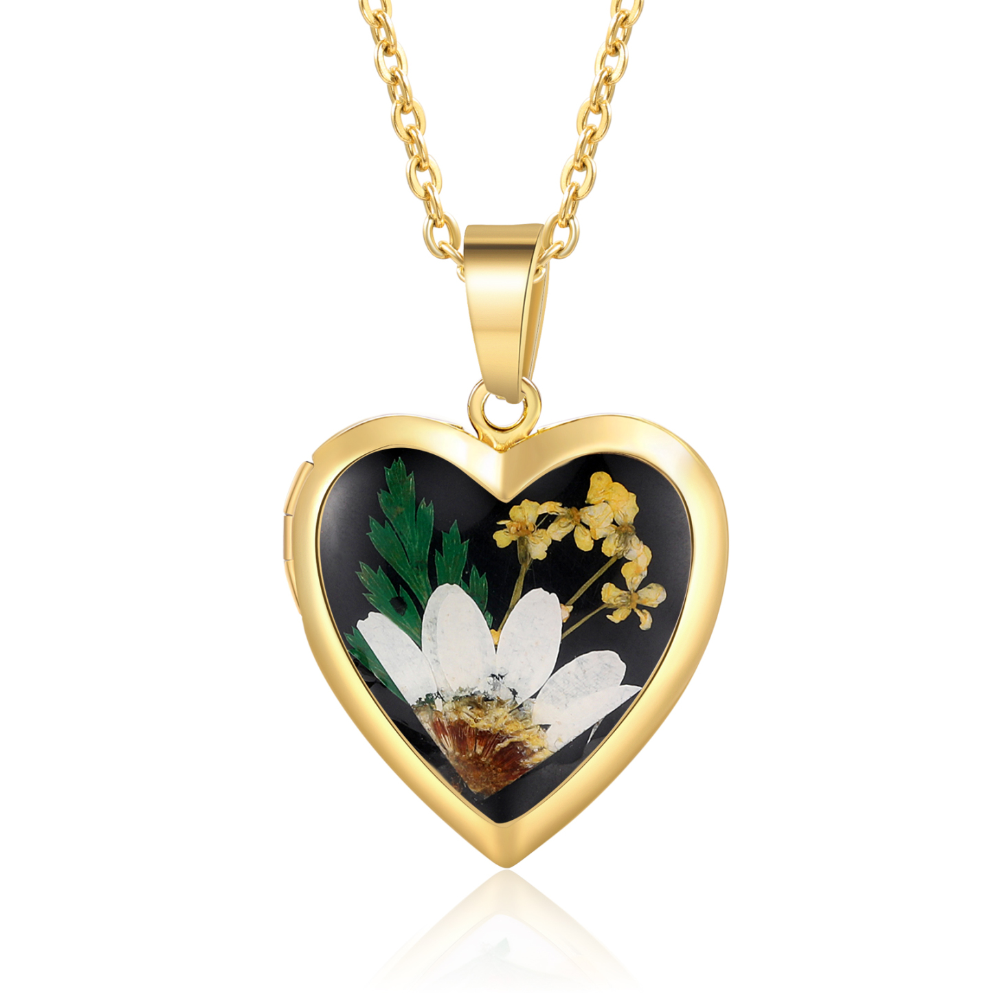 Collier Coeur Personnalisé avec Fleur de Naissance et 2 Photos Collier Personnalisé pour Femme | Jessemade