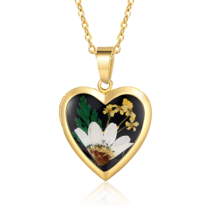 Collier Coeur Personnalisé avec Fleur de Naissance et 2 Photos Collier Personnalisé pour Femme | Jessemade