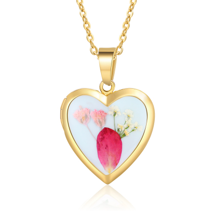 Collier Coeur Personnalisé avec Fleur de Naissance et 2 Photos Collier Personnalisé pour Femme | Jessemade