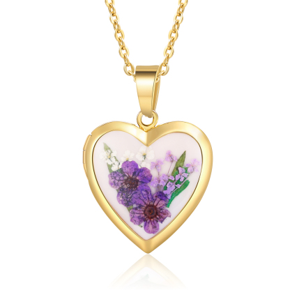Collier Coeur Personnalisé avec Fleur de Naissance et 2 Photos Collier Personnalisé pour Femme | Jessemade