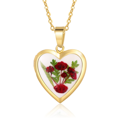 Collier Coeur Personnalisé avec Fleur de Naissance et 2 Photos Collier Personnalisé pour Femme | Jessemade