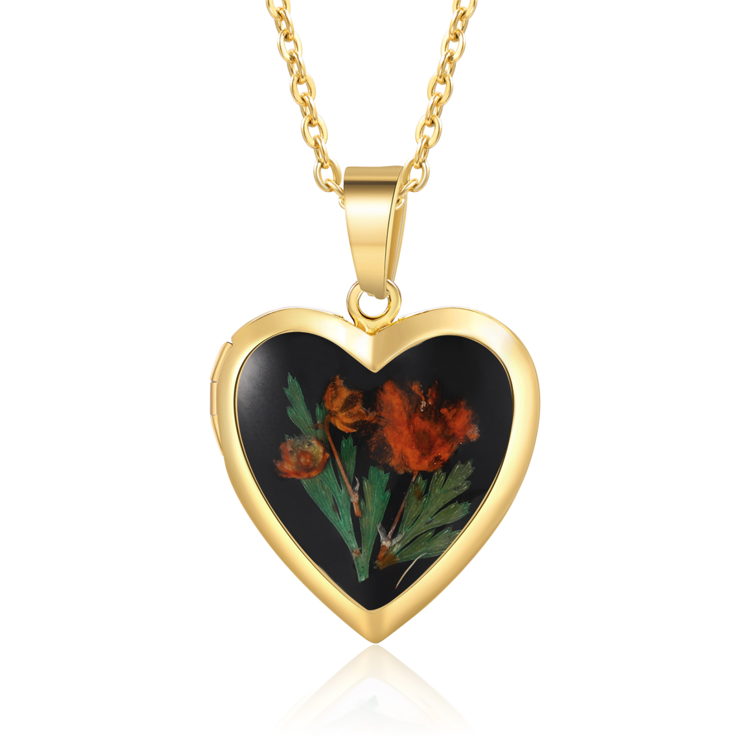Collier Coeur Personnalisé avec Fleur de Naissance et 2 Photos Collier Personnalisé pour Femme | Jessemade