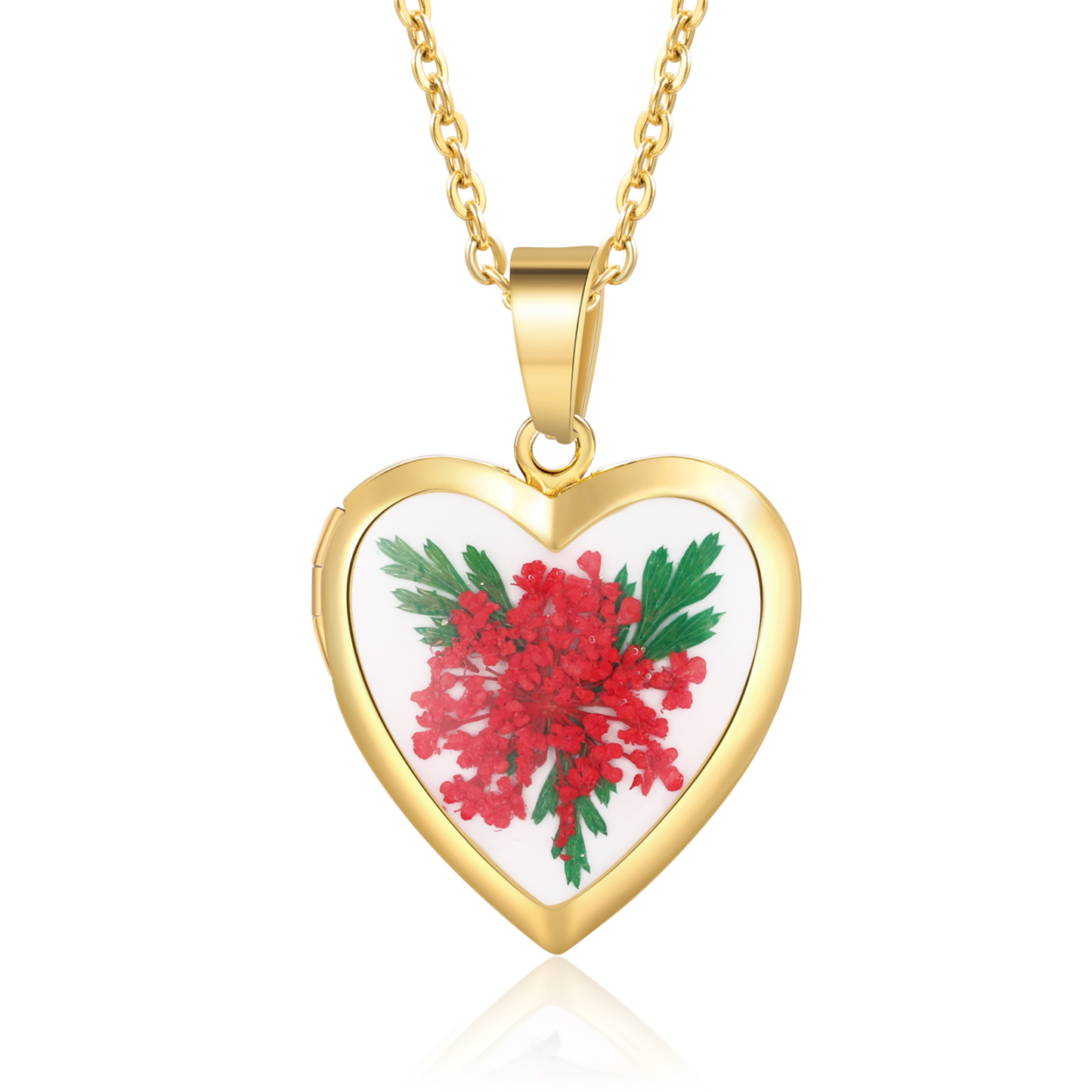 Collier Coeur Personnalisé avec Fleur de Naissance et 2 Photos Collier Personnalisé pour Femme | Jessemade