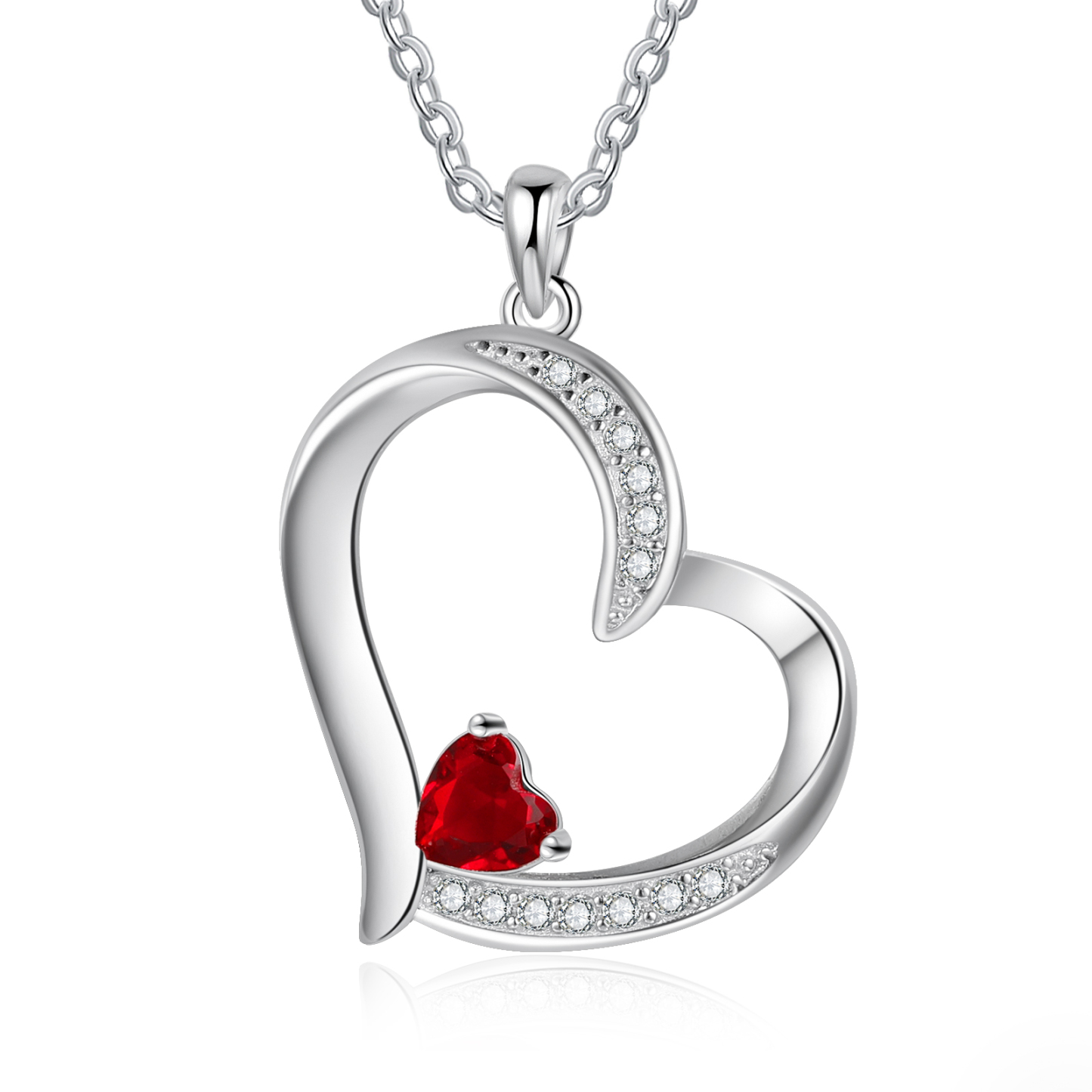 Collier Coeur En Argent S925 Personnalisé avec 1 Prénom et 1 Pierre de Naissance Collier Personnalisable pour Femme|Jessemade