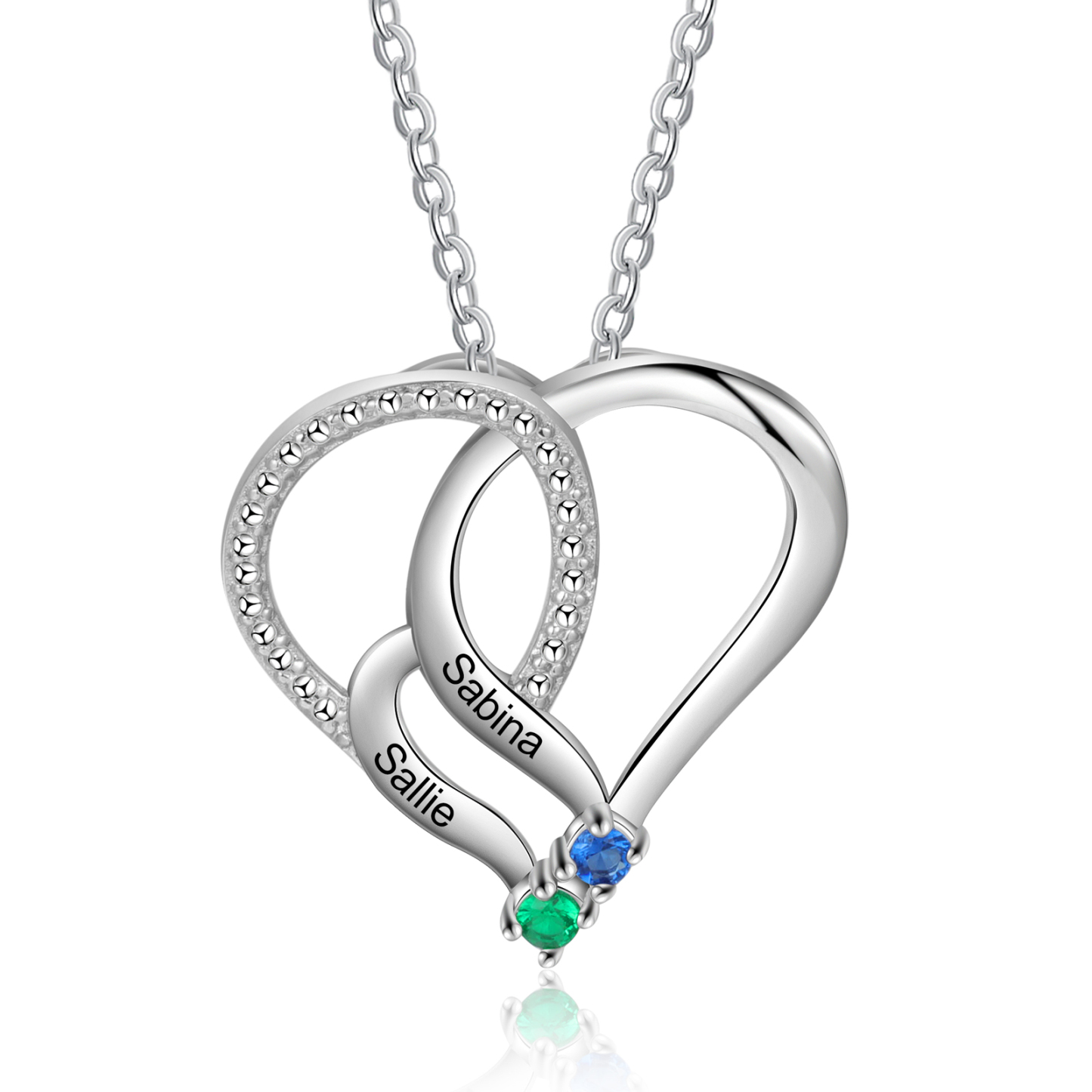 Collier Cœur Personnalisé avec Prénoms et Pierres de Naissance – Cadeau Sentimental | Jessemade