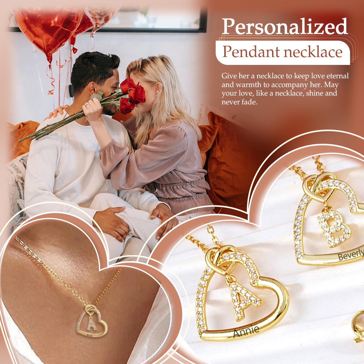 Collier Coeur avec Pendentif d'Initiale Personnalisé avec 1 Prénom Collier Personnalisé Femme｜Jessemade