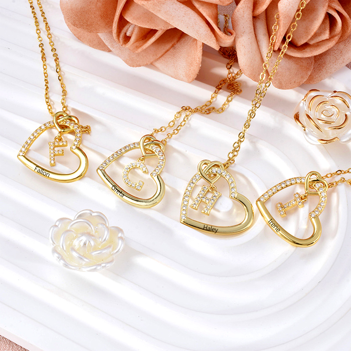 Collier Coeur avec Pendentif d'Initiale Personnalisé avec 1 Prénom Collier Personnalisé Femme｜Jessemade