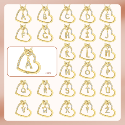 Collier Coeur avec Pendentif d'Initiale Personnalisé avec 1 Prénom Collier Personnalisé Femme｜Jessemade