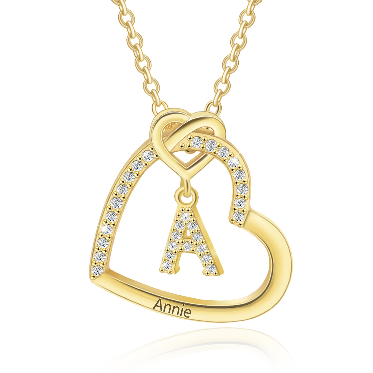 Collier Coeur avec Pendentif d'Initiale Personnalisé avec 1 Prénom Collier Personnalisé Femme｜Jessemade