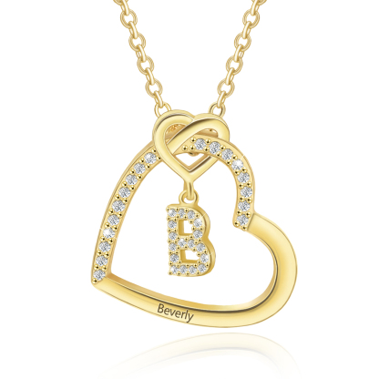 Collier Coeur avec Pendentif d'Initiale Personnalisé avec 1 Prénom Collier Personnalisé Femme｜Jessemade