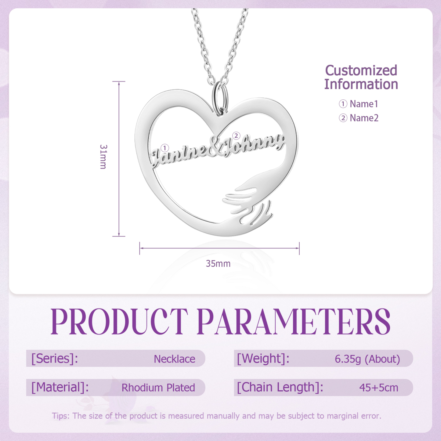 Collier Coeur Personnalisé avec 2 Prénoms Collier Personnalisable pour Femme | Jessemade