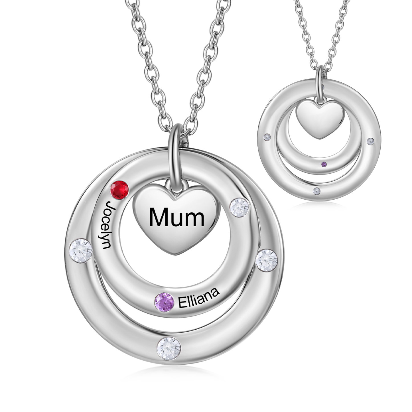À Maman - Collier Personnalisé avec 2 Prénoms et 2 Pierres de Naissance Collier Personnalisable pour Femme|Jessemade
