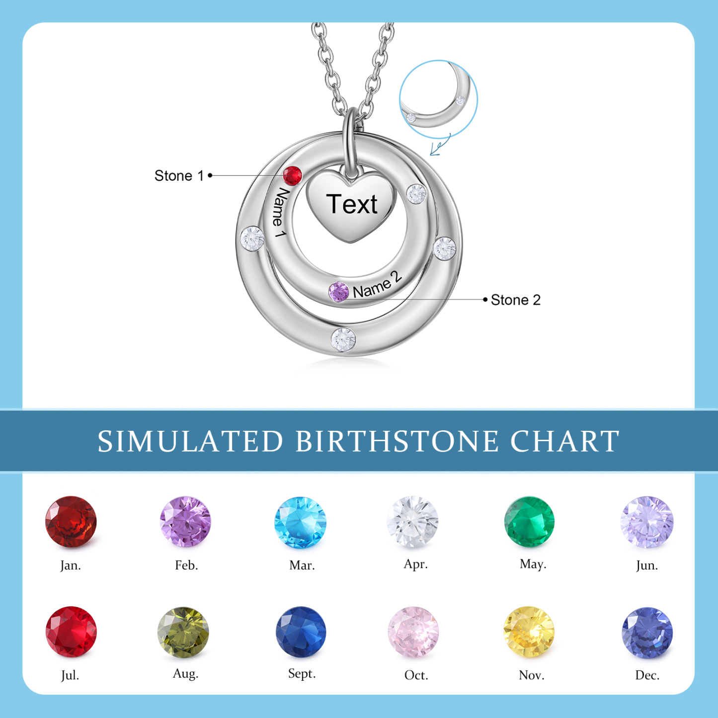 À Maman - Collier Personnalisé avec 2 Prénoms et 2 Pierres de Naissance Collier Personnalisable pour Femme|Jessemade