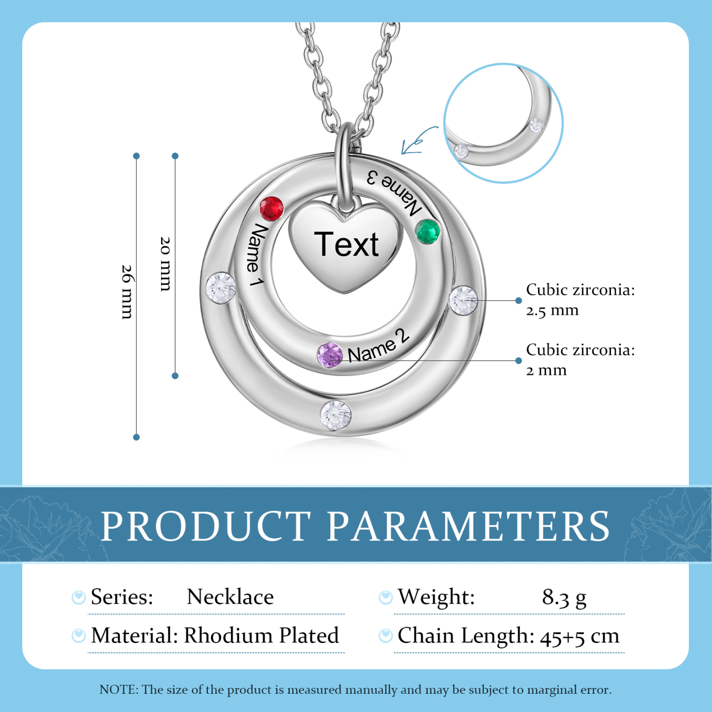 À Maman - Collier Personnalisé avec 3 Prénoms et 3 Pierres de Naissance Collier Personnalisable pour Femme|Jessemade