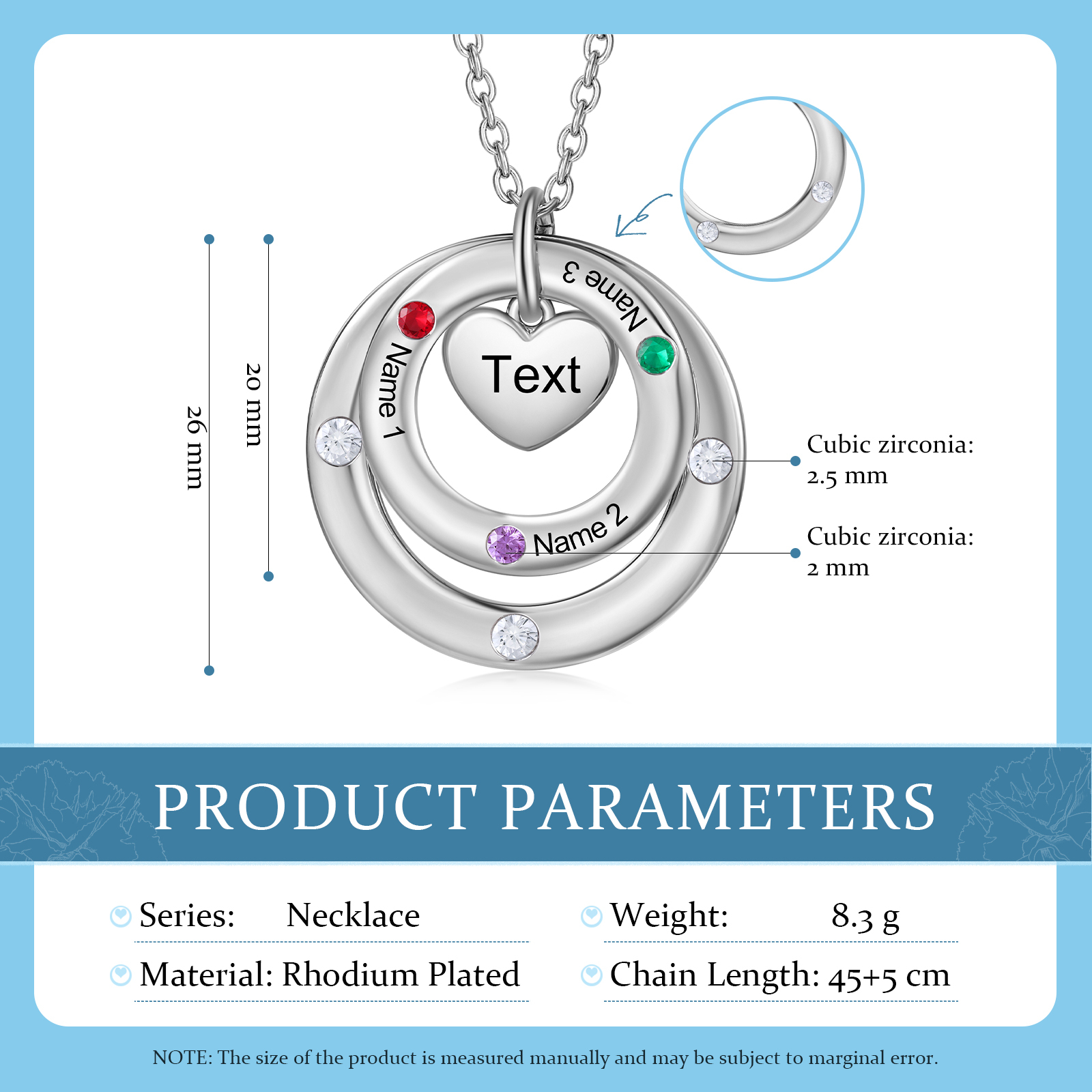 À Maman - Collier Personnalisé avec 3 Prénoms et 3 Pierres de Naissance Collier Personnalisable pour Femme|Jessemade