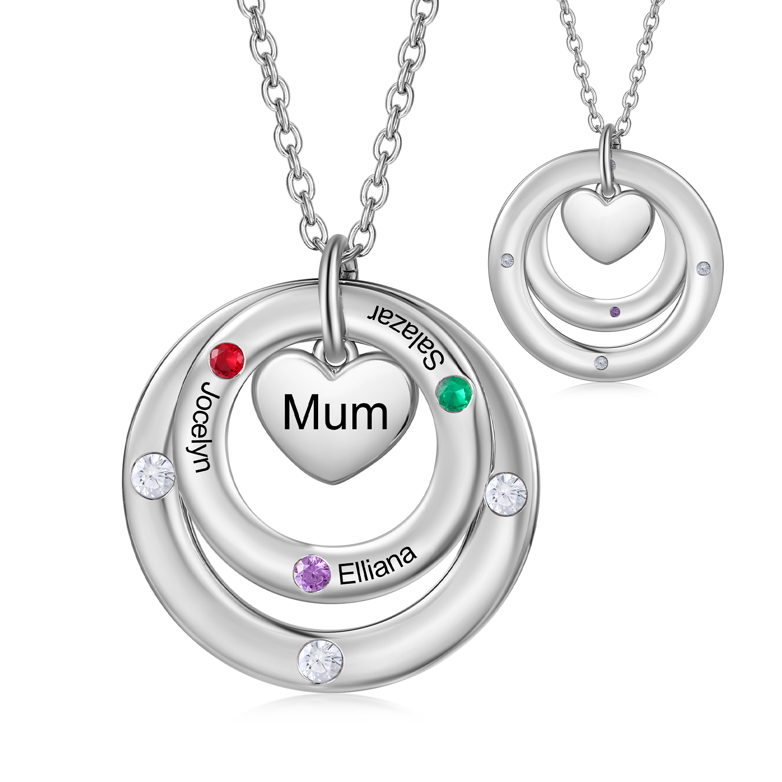 À Maman - Collier Personnalisé avec 3 Prénoms et 3 Pierres de Naissance Collier Personnalisable pour Femme|Jessemade