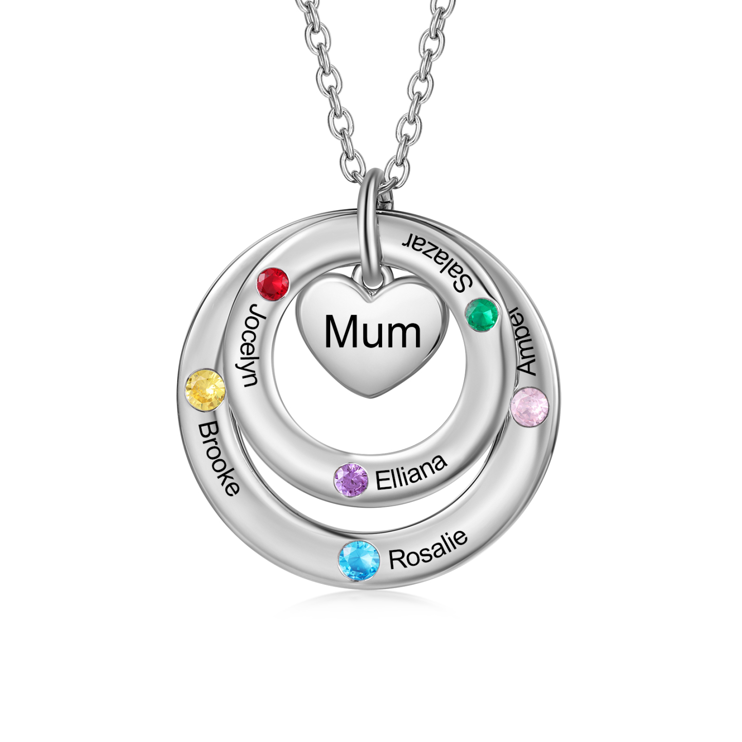 Collier Personnalisé avec Gravure et Pierres de Naissance – Cadeau Idéal pour un Être Cher | Jessemade