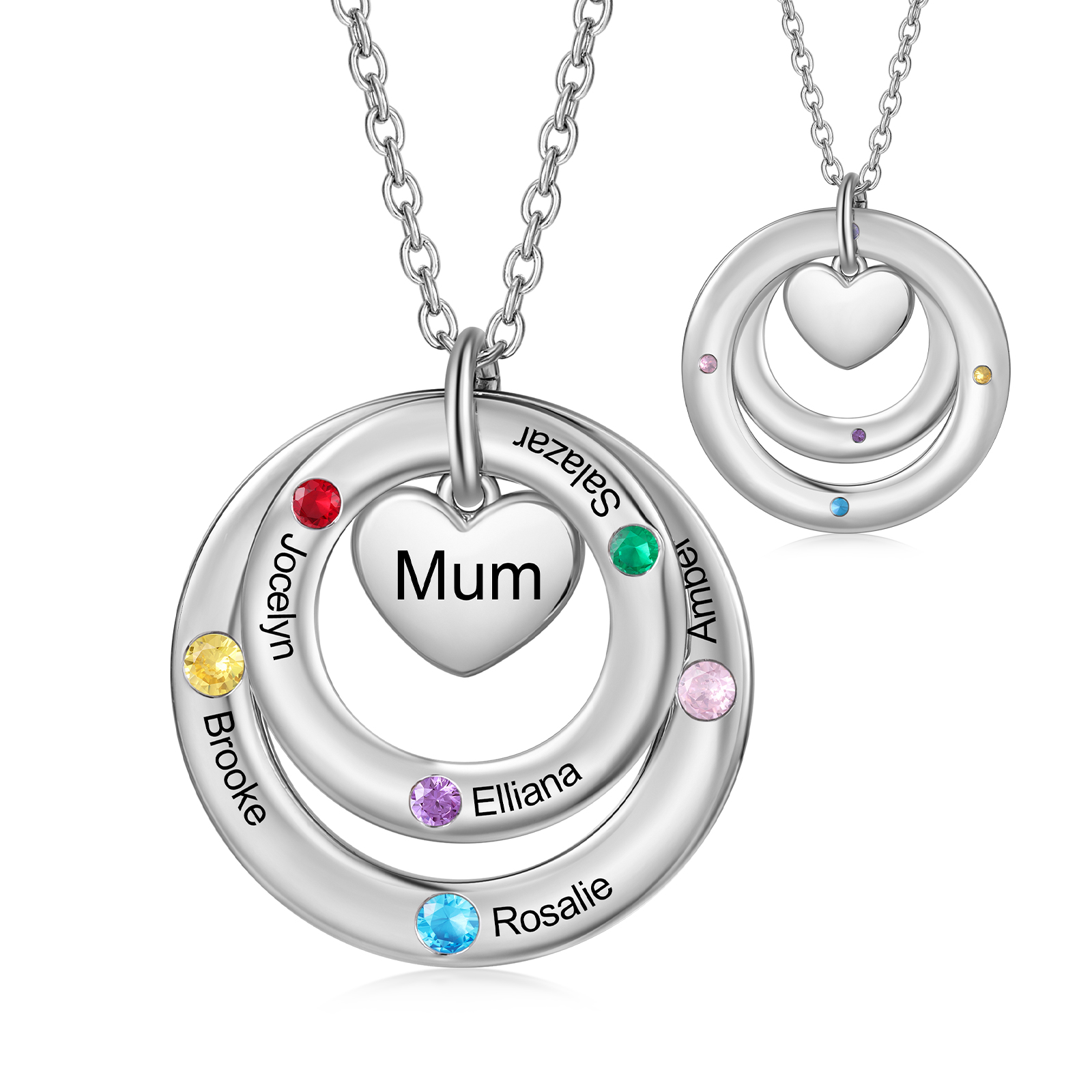 À Maman - Collier Personnalisé avec 7 Prénoms et 7 Pierres de Naissance Collier Personnalisable pour Femme｜Jessemade