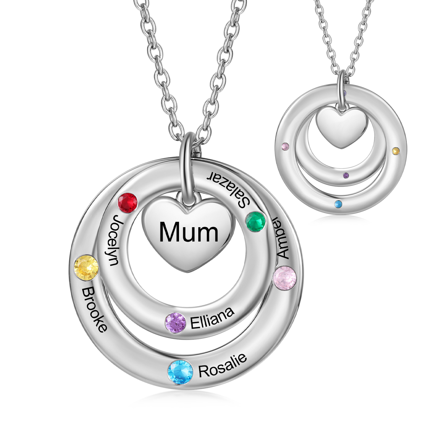 À Maman - Collier Personnalisé avec 7 Prénoms et 7 Pierres de Naissance Collier Personnalisable pour Femme|Jessemade