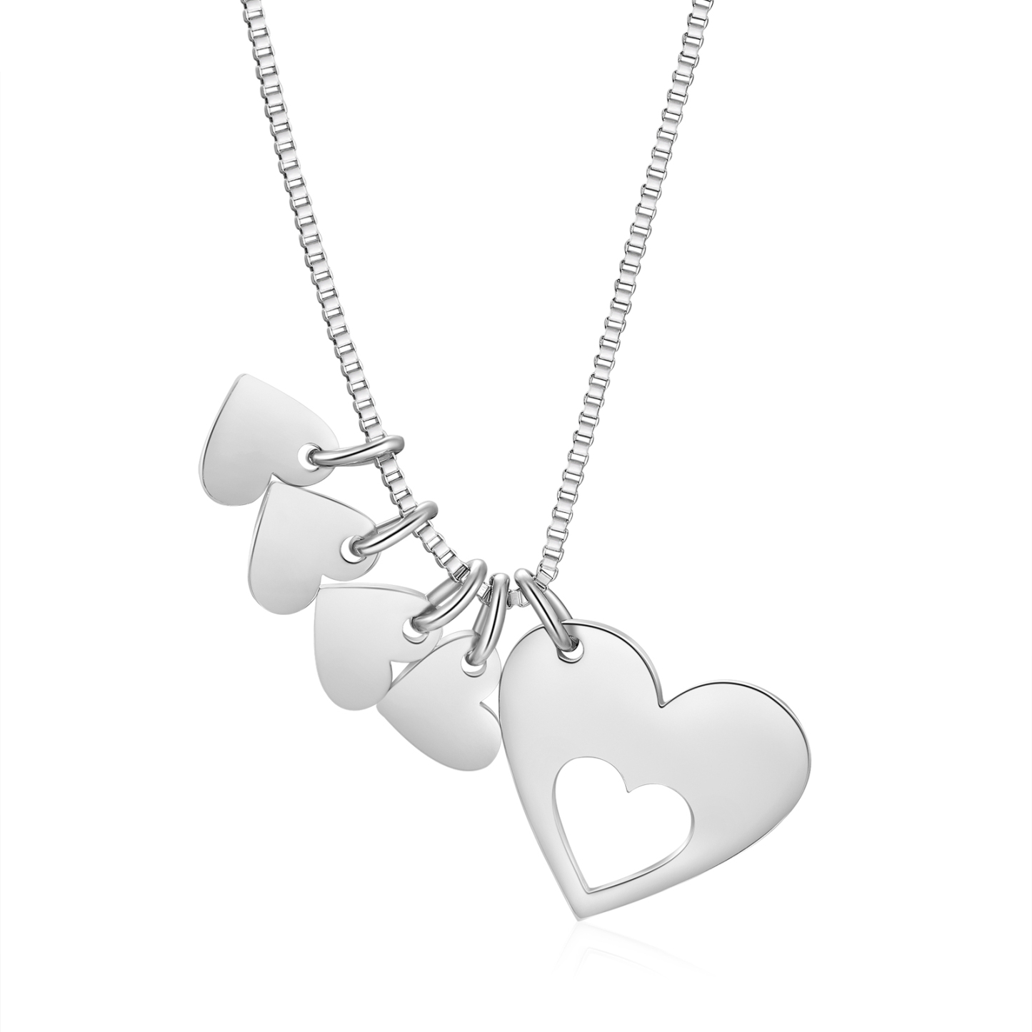 Collier en acier inoxydable Personnalisé avec 5 Prénoms avec pendentif double cœur Collier Personnalisable pour Femme  | Jessemade